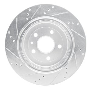 Chevrolet Corvette Brake Rotor (1) - Rear Right - R1 Concepts - Drilled & Slotted - Silver - `14-`19